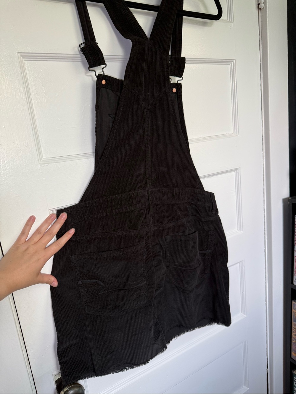 American Eagle Outfitters Black Corduroy Overall Mini Dress 90’s Grunge Fall M - Picture 11 of 13